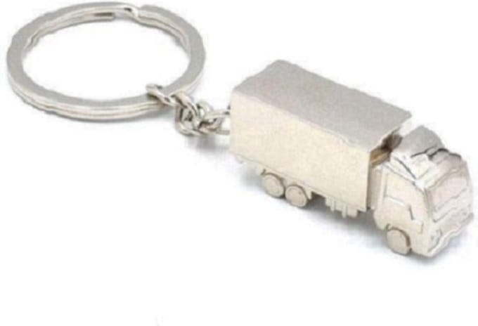 TT-products sleutelhanger vrachtwagen/truck 5 cm x 2 cm zilver