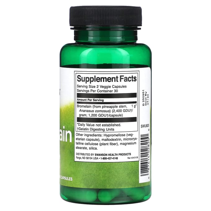 Bromelaïne, 500 mg, 60 plantaardige capsules