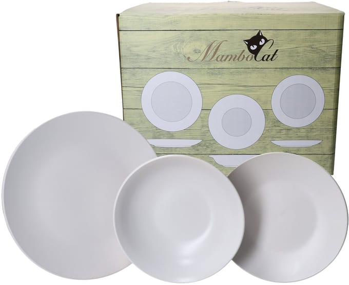 18-delige bordenset White Biata voor 6 personen wit mat steengoed
