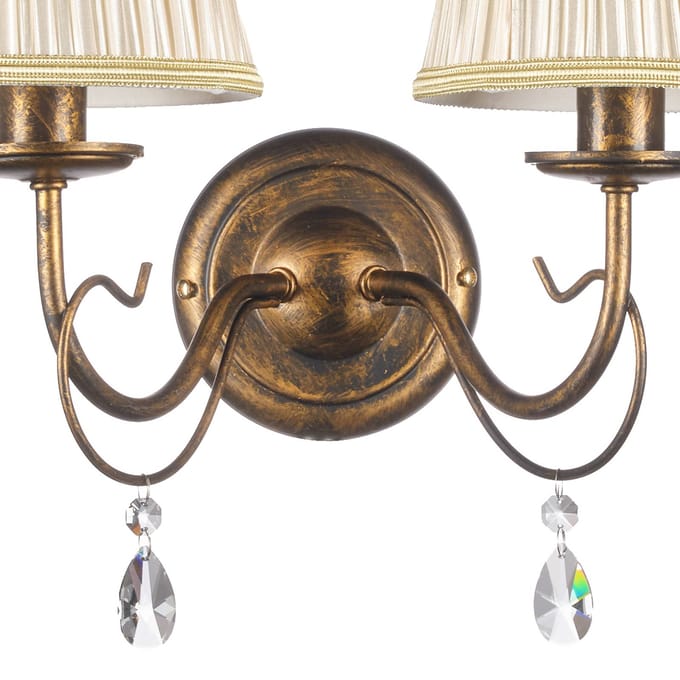 ONLI Delia wandlamp, bronskleurig, 2-lamps, breedte 25 cm