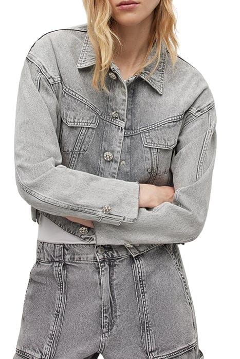 AllSaints Patch Diamante Jacke Snow Grey Taglia: 38 | Giacche di jeans Outlet | Donna | Grigio