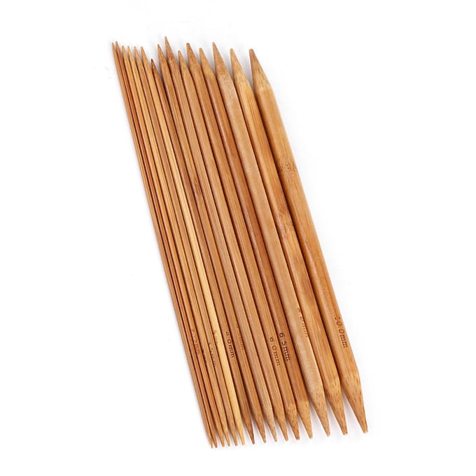 Bamboe Breinaalden Glad Dubbelpuntig Set 15 Maten van 2 mm tot 10 mm white