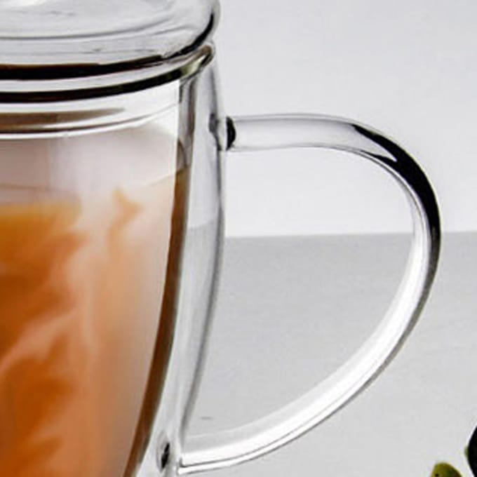 Transparante Dubbelwandige Beker met Deksel Verdikte Koffiekop Dubbele Melkbeker