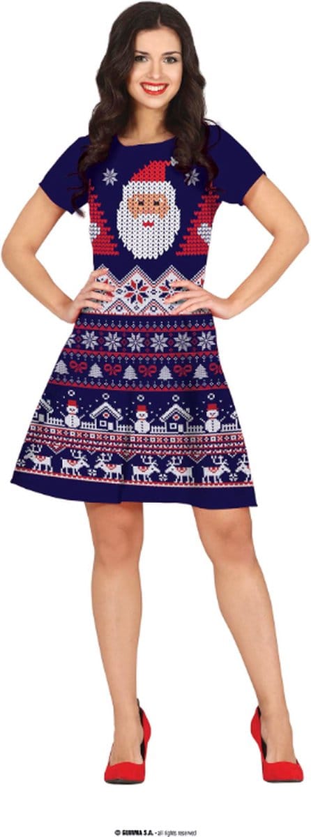 Fiestas Guirca - Foute dames kerstjurk blauw - L