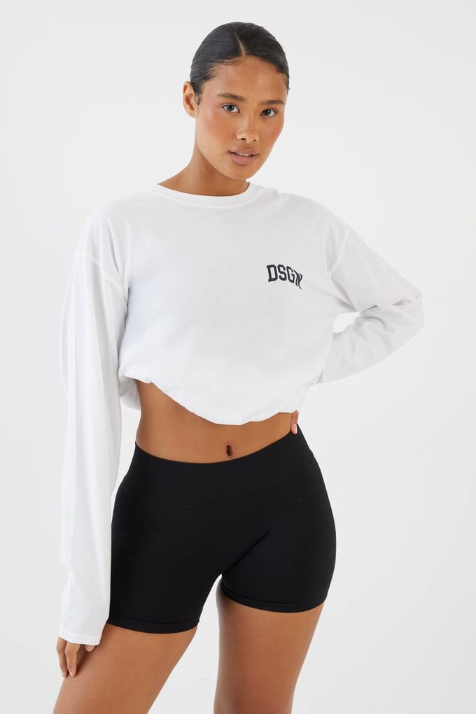 Dames Dsgn Studio Collegiate Shirt Met Lange Mouwen | Wit | Maat: Medium