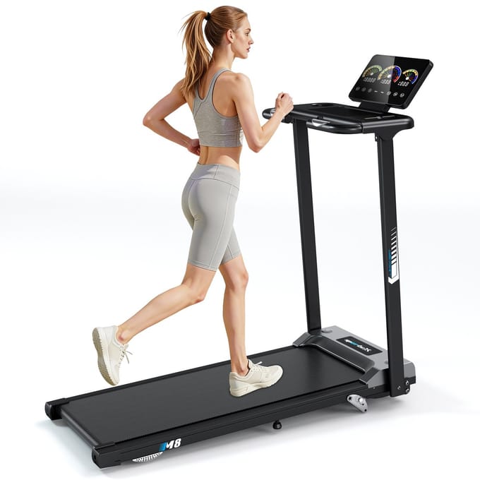 Loopband met 11% Helling - Inklapbaar Loopband - 1-12km/u Snelheidsbereik - 150 KG Draagvermogen - Hardloopband - Wandelband - Treadmill - LED-display.
