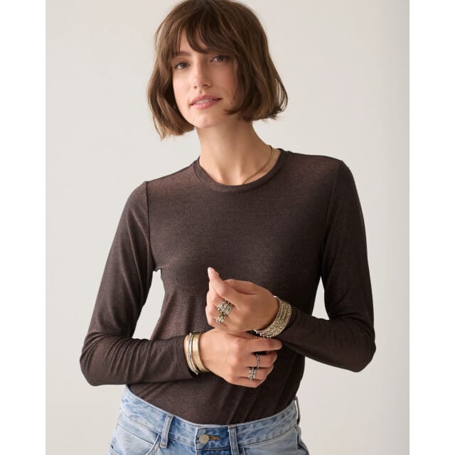Summum 3s5170-30644 754 basic tee soft lurex jersey dark chocolate