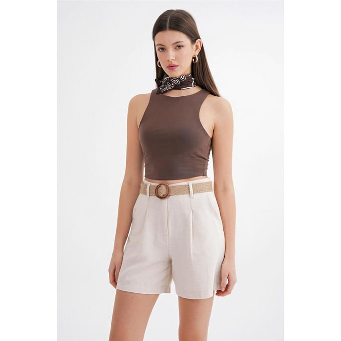 Hooggewaist Short met Balthoesluiting