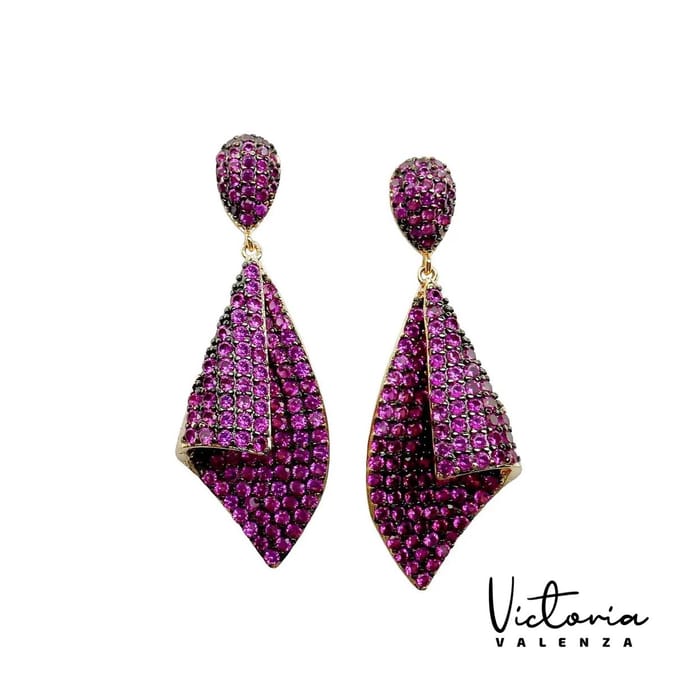 Victoria Valenza oorknoppen - Saint - Tropez Messing - Roze Steen - Rosegoud