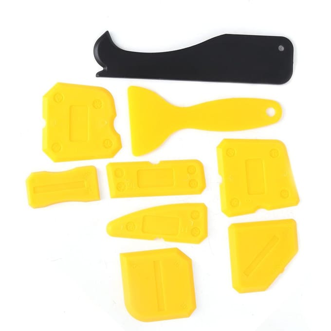 9 Stuks Siliconen Glas Kit Verwijderaar Schraper Handbediend voor Deur Kit Gereedschapsset black