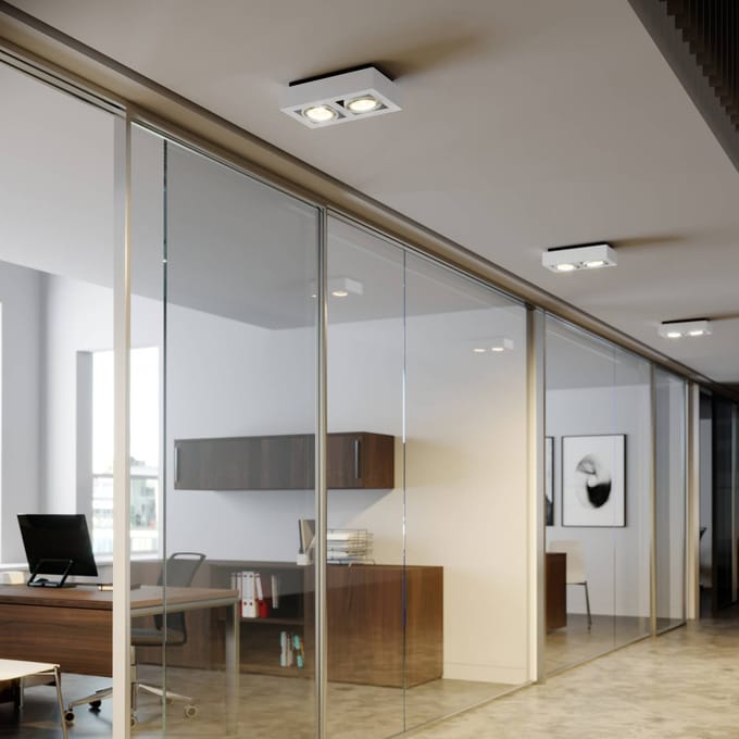 Arcchio - plafondlamp - 2lichts - Aluminium, metaal - H: 9 cm - GU10 - wit