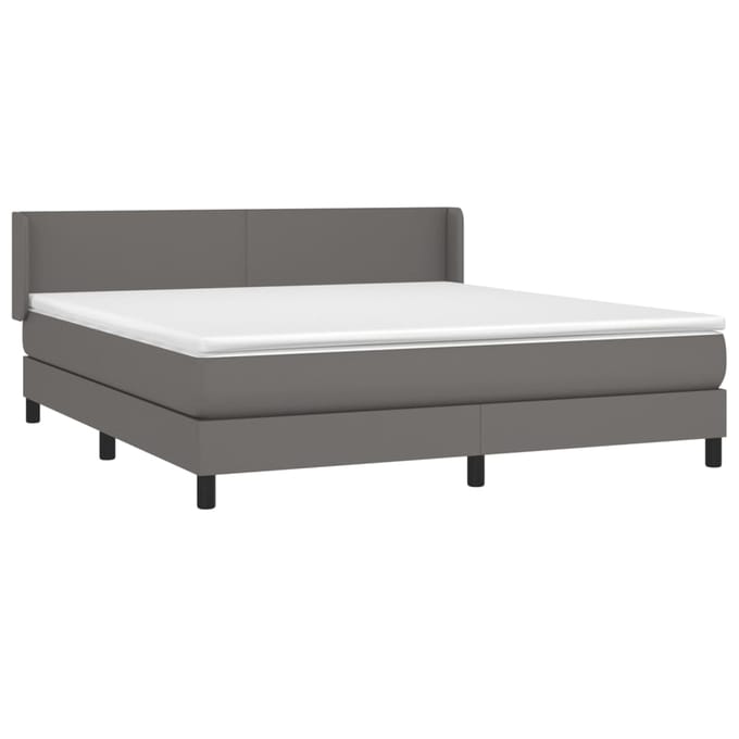 vidaXL - Boxspring - met - matras - kunstleer - grijs - 180x200 - cm