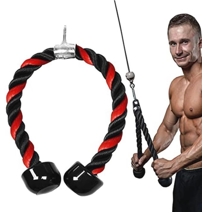 Triceps Touw voor Effectieve Pushdowns - Nylon Kabelbevestiging met Lang Handvat