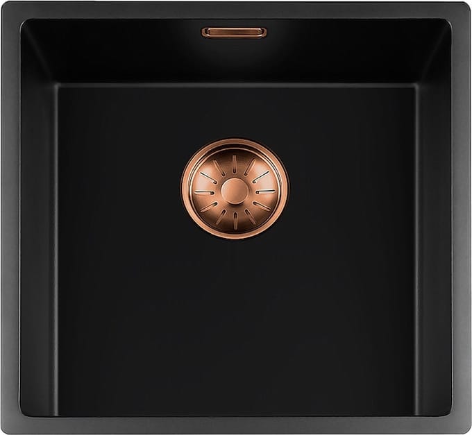 Lorreine Black Quartz Series spoelbak 4040cm Plug Copper 40BQ-FU-Copper