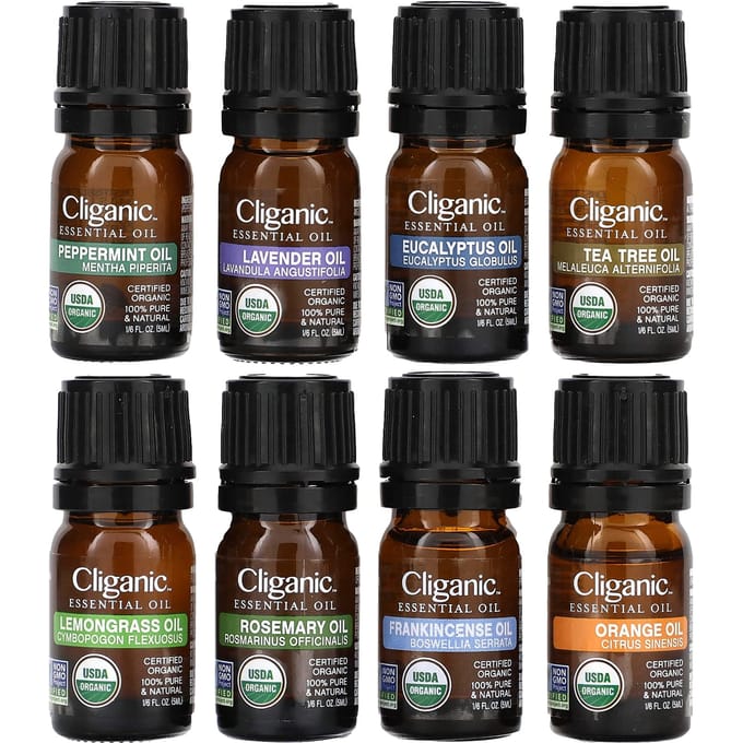 Cliganic, essential oil, aromatherapy set, 8 piece set