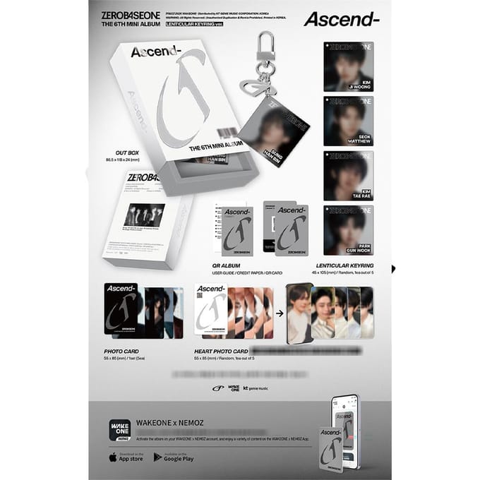 ZEROBASEONE – Het 6e Mini Album Ascend (LENTICULAIRE SLEUTELHANGER Ver.) 2pcs