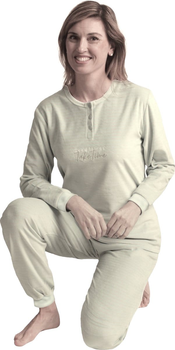 Dames katoen velours pyjama Art.651767 van Cocodream Groen- maat S