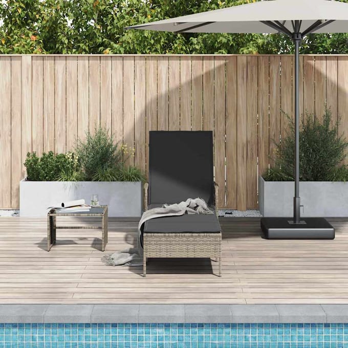 vidaXL Ligstoel Grijs en Donkergrijs 200 x 55 x 92 cm poly rattan