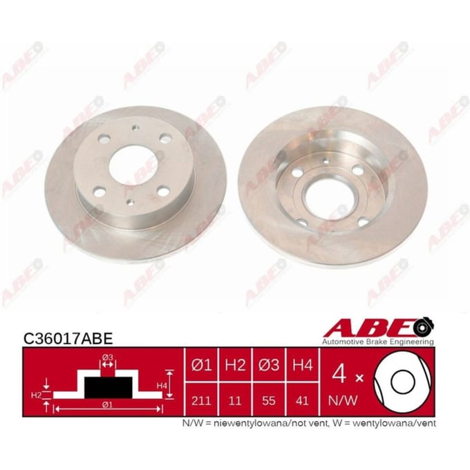 Remschijf ABE C36017 voorkant, compleet, 1 Stuk