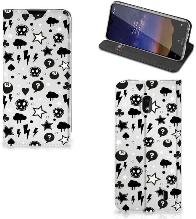 Mobiel BookCase Nokia 2.2 Silver Punk