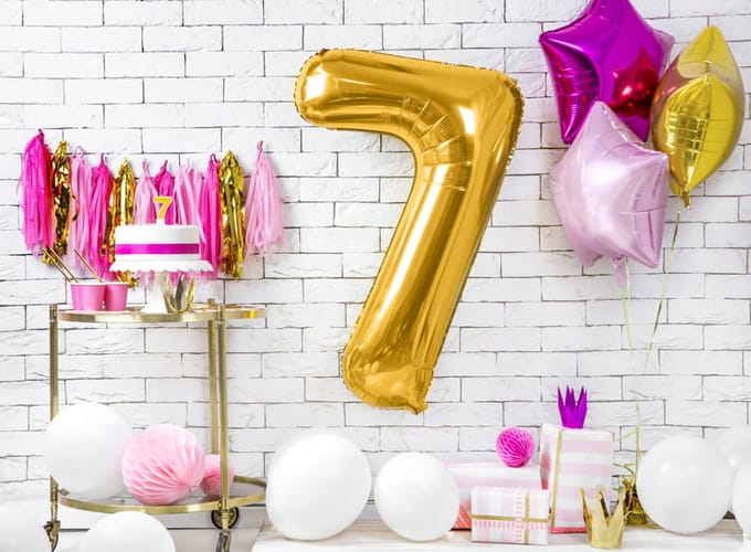Cijferballon 7 goudkleurig extra groot - Party Deco - Folie ballon nummer 7, 86cm, goud