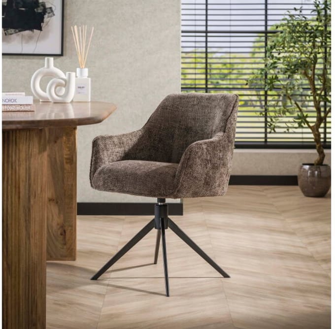 Eetkamerstoel Pull draaibaar - Hoven taupe - eetkamerstoelen set van 2