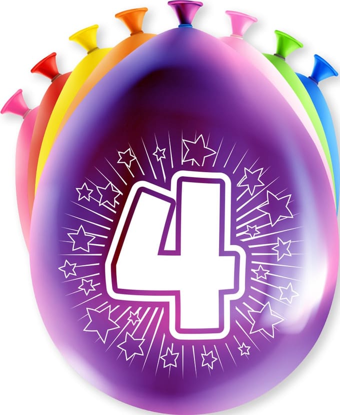 Happy Party Ballonnen 4 jaar (8 stuks)