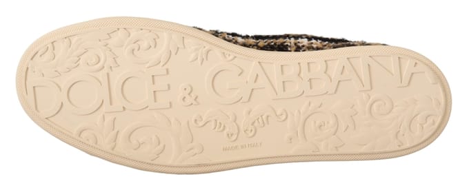 Dolce & Gabbana Heren Beige Bruine Wol Katoen Hoge Sneakers