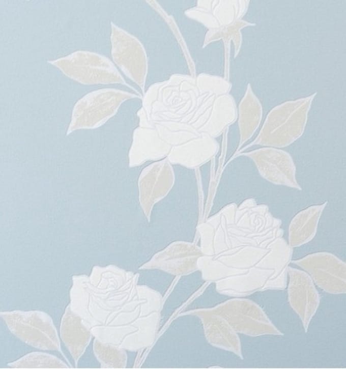 BLAUW WIT BLOEMEN BEHANG FEEL GOOD 47264