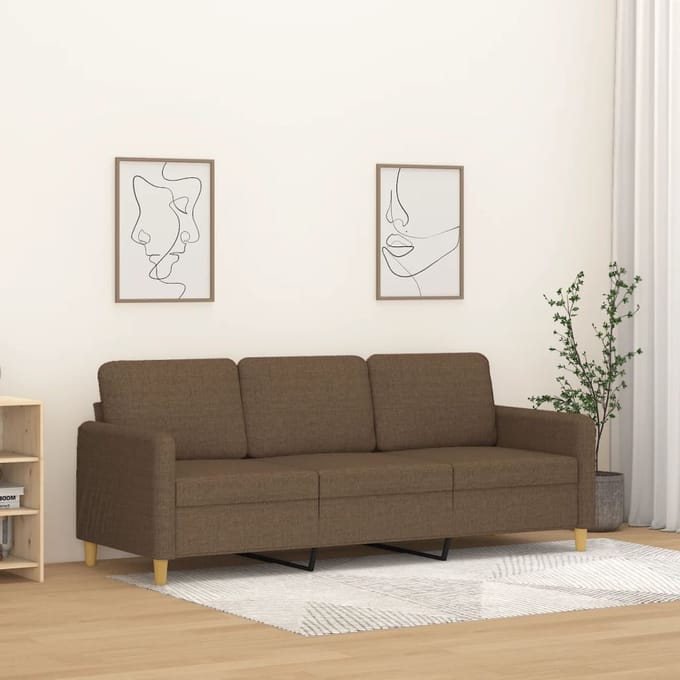 Vidaxl Bank 3-persoons, Bruin, 180 Cm, Bekleed met Stof