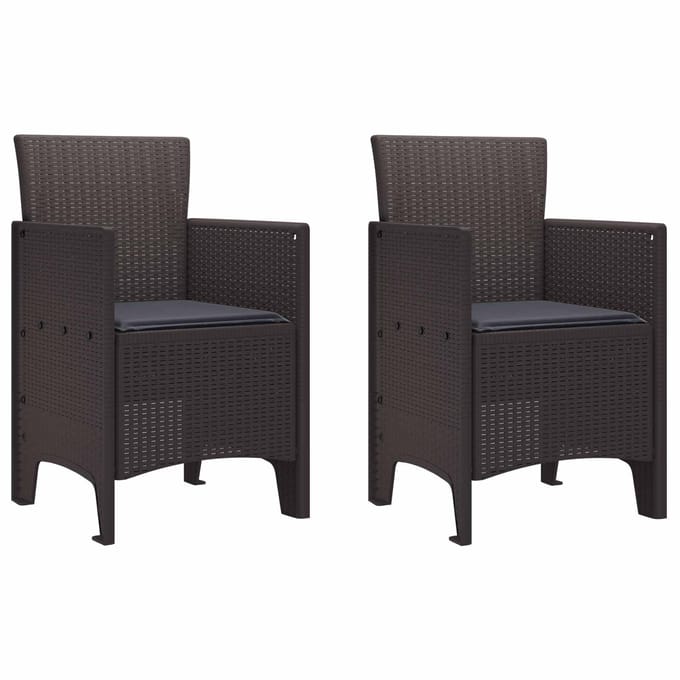 vidaXL Tuinstoel met kussen 2 pcs Bruin 53 x 49 x 85 cm Polypropyleen