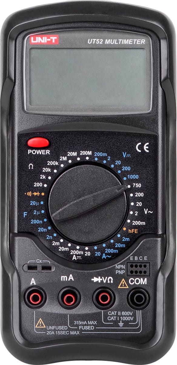 UNI-T UT52 - Multimeter - DC/AC Spanning - DC/AC Stroom - Weerstand