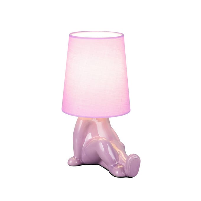 Reality Leuchten Tafellamp Huma, paars, hoogte 25 cm, textiel/keramiek, E14