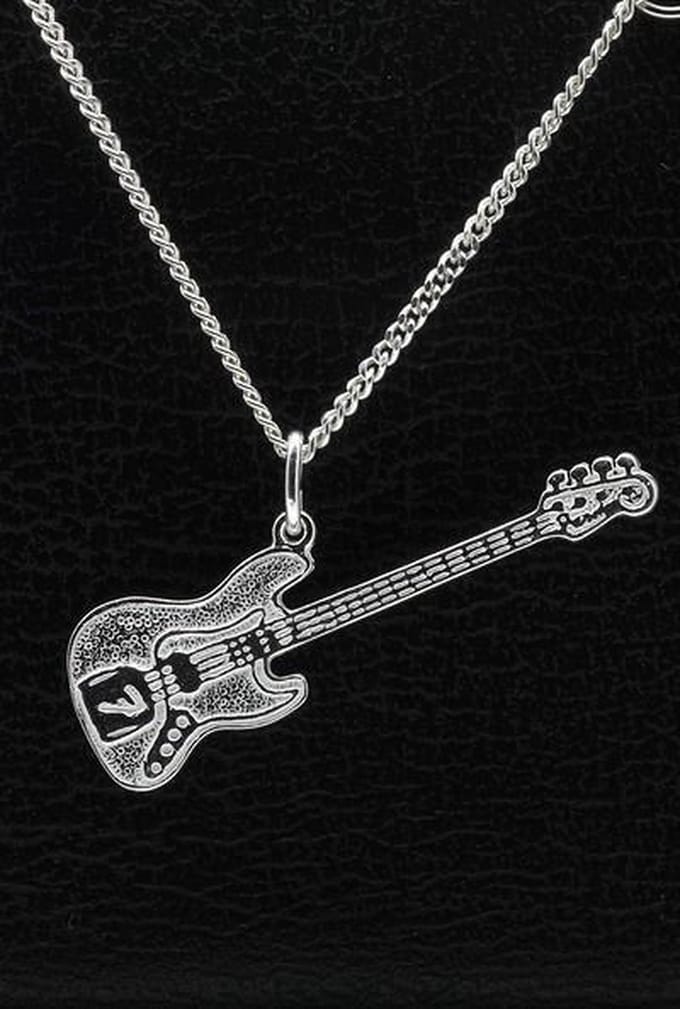 Zilveren Electrische basgitaar Fender ketting hanger