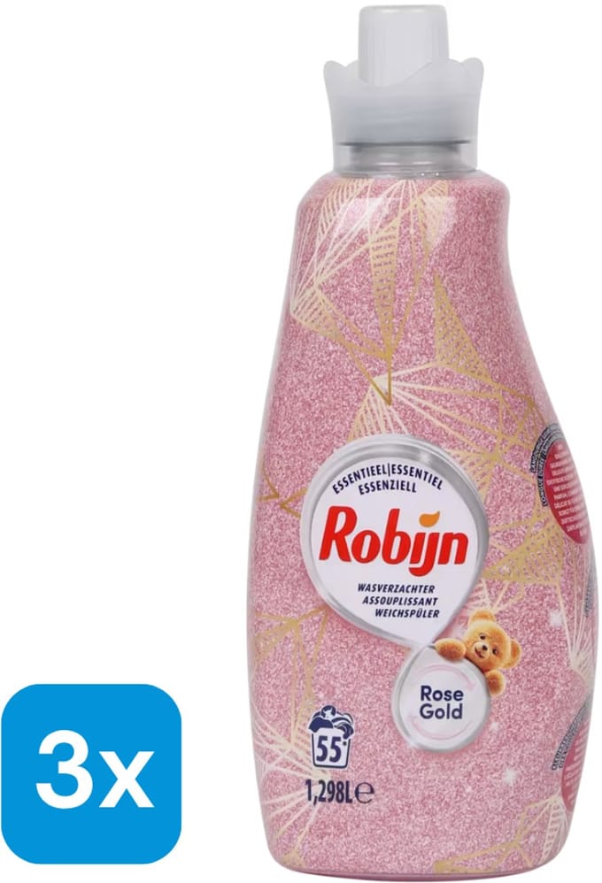 3x 1.3 Liter Robijn wasverzachter Rose Gold