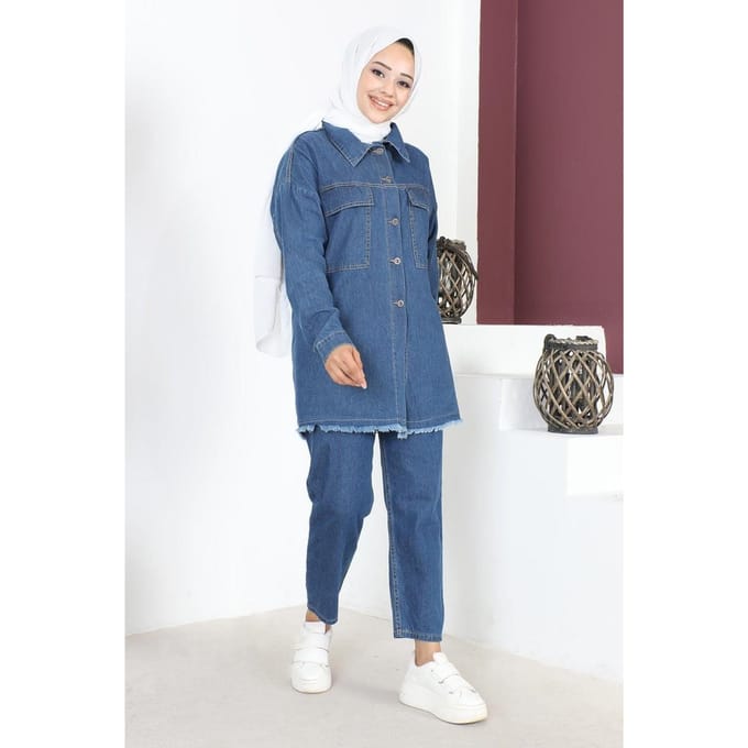 Kwast Detailed Denim Jasje Blauw