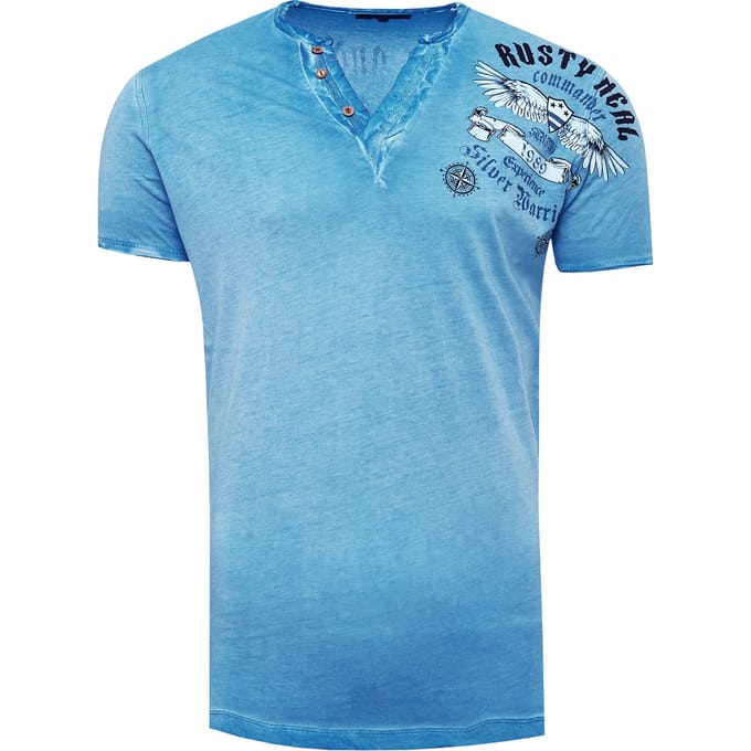 V-hals T-shirt met print aan de zijkant