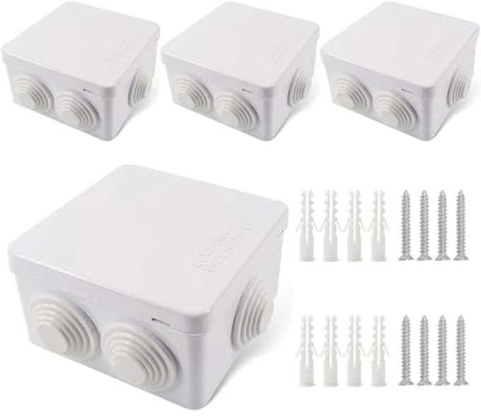 Aansluitdoos Waterdicht IP55 - 4 Stuks Verdeeldoos voor Binnen en Buiten