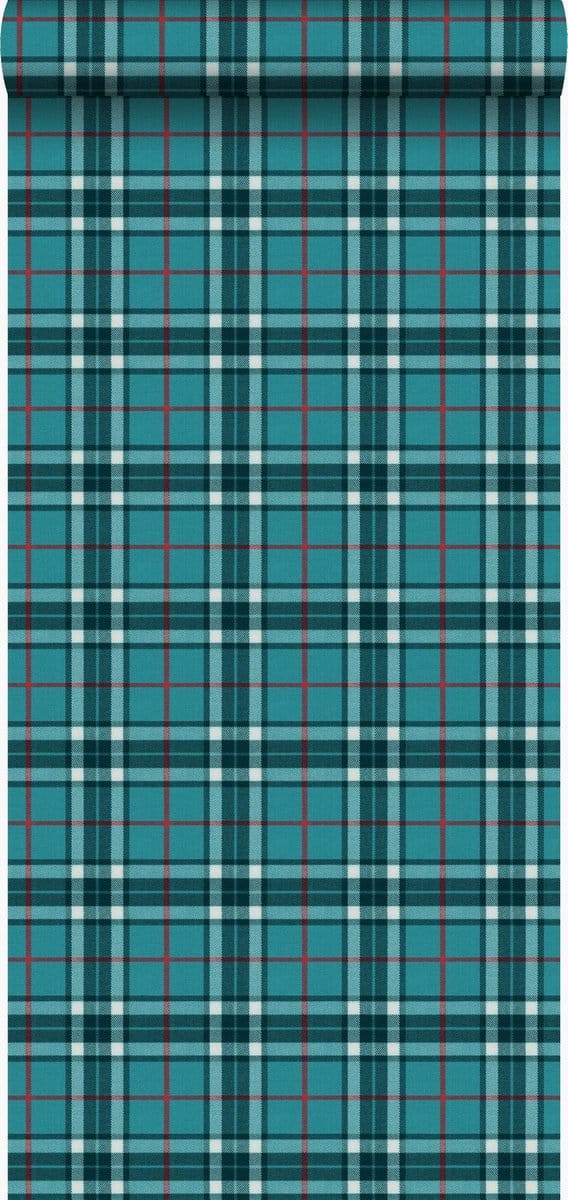 Origin Wallcoverings behang ruiten turquoise - 53 cm x 10.05 m - 347470