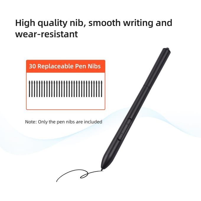 30 STKS Stylus Penpunten en Pen Clip voor T505 Professionele Grafische Tekentablet Stylus Pen Zwart zwart