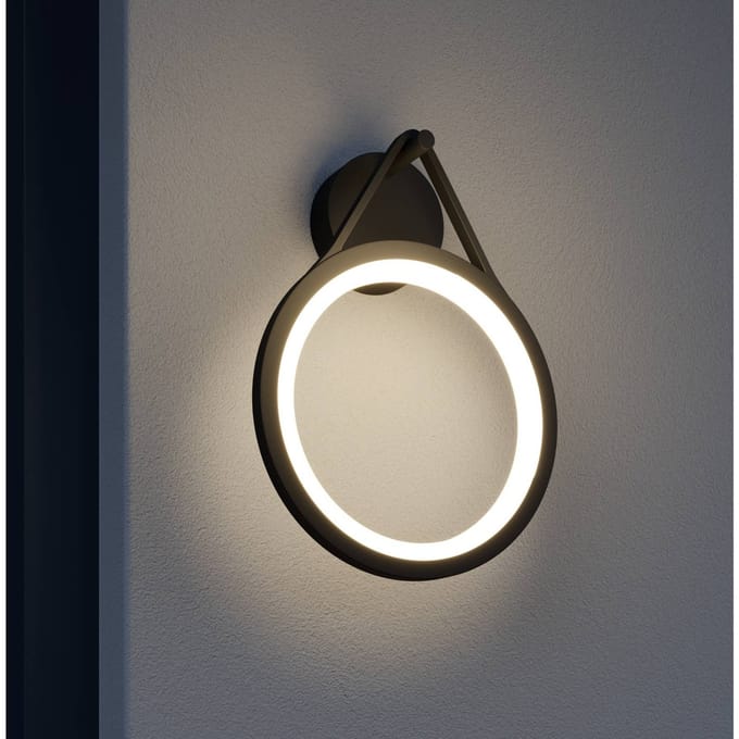 Lucande LED buiten wandlamp Mirco, 30 cm, zwart, IP65
