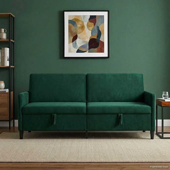 vidaXL - Sofa - met - Opbergruimte - Donkergroen - 192 - x - 78 - x - 87 - cm - Polyester