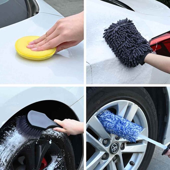 vidaXL - Auto - Borstel - Set - Multikleur - poly - rattan