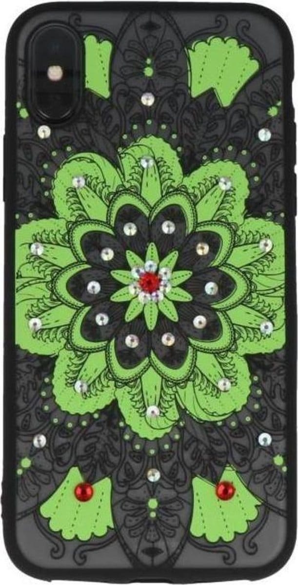 Groen Diamant Mandala Back Cover Hoesje voor iPhone X