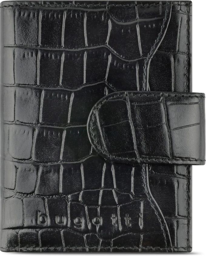 Bugatti Secure Smart Kredietkaart etui RFID-bescherming Leer 8 cm - 8 Sleuven - schwarz