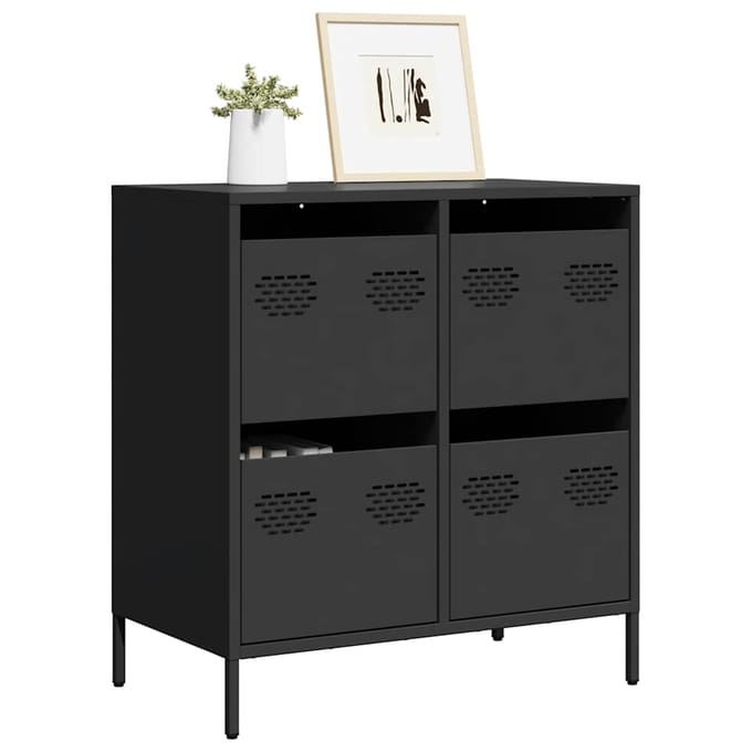 vidaXL - Dressoir - 68x39x73,5 - cm - koudgewalst - staal - zwart