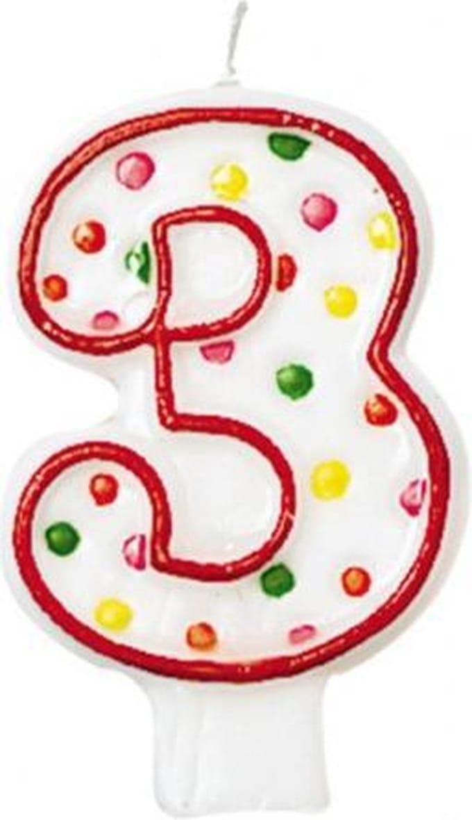 Amscan Verjaardagskaars 3 - Polka Dots 7,6 Cm Rood/wit