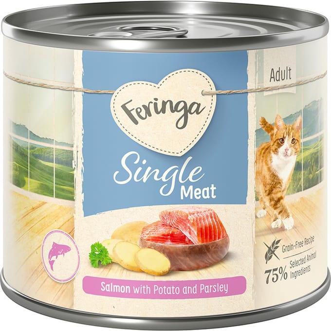 Feringa Single Meat Menu 12 x 200 g Kattenvoer - Zalm met Aardappelen & Peterselie