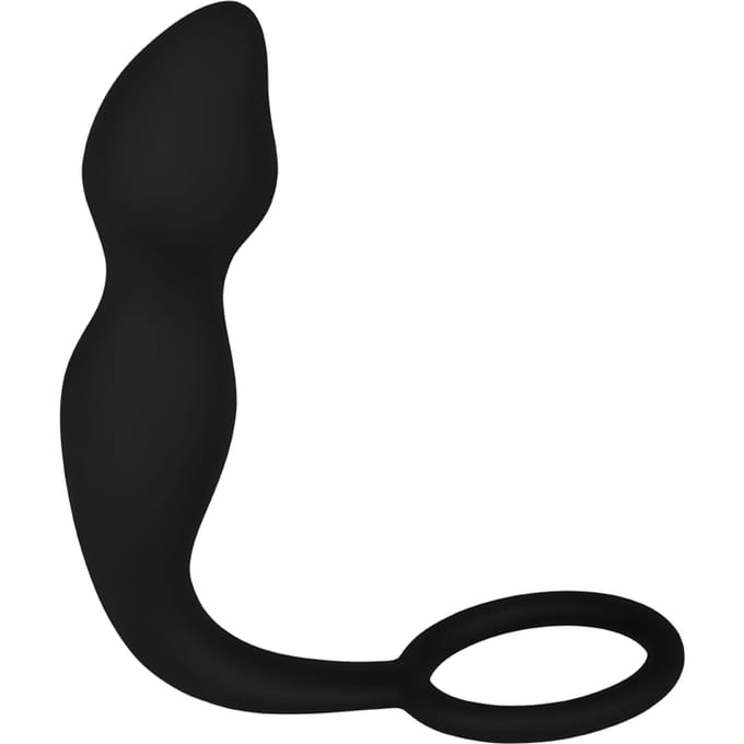 Siliconen anaalplug met testikelring, 19,5 cm