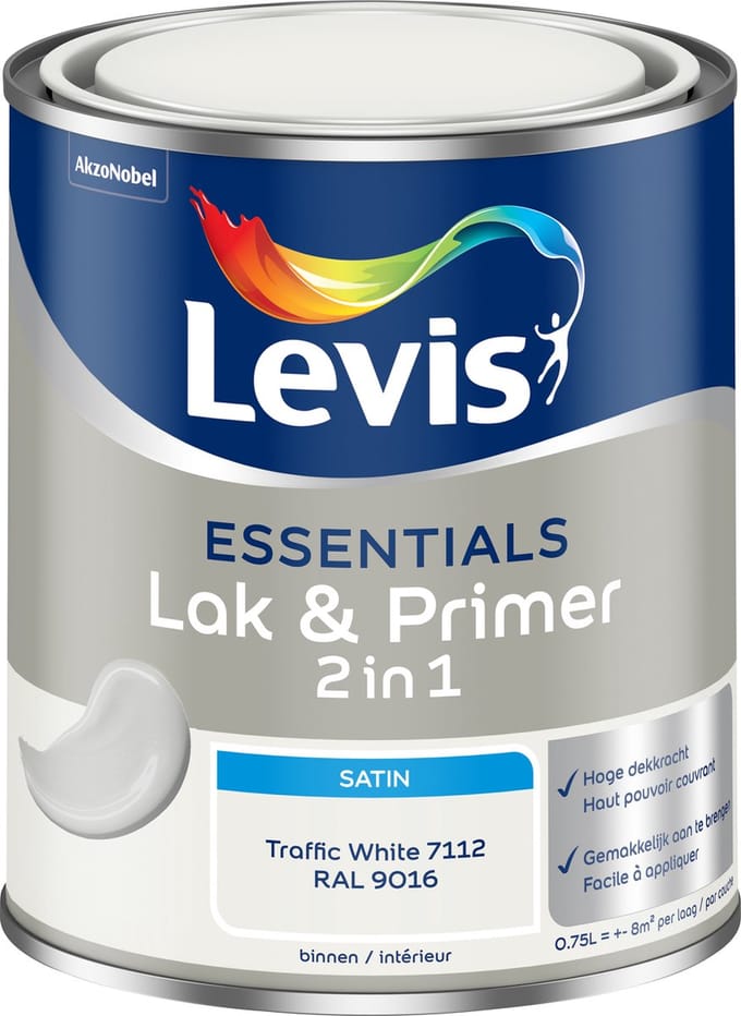 Levis - Essentials Lak & Primer - Traffic White (Ral 9016) - 0,75 L